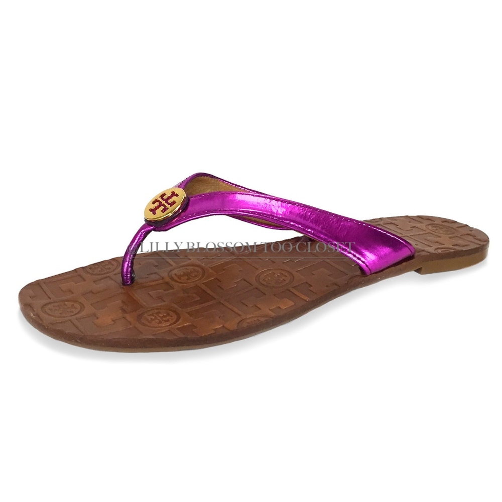 Tory Burch Brazil Pink Metallic Strap Sandals